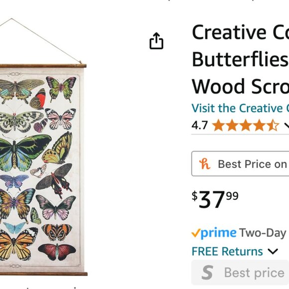 Butterflies Burlap & Wood Scroll Wall Décor - Picture 12 of 15